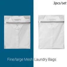 3x Zipped Wash Bags Versatile Bag Laundry Bag Fine/large Mesh Shirt Underwear