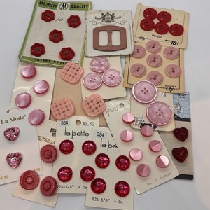 Vintage Pink Button Lot Plastic Rhinestone Carded
