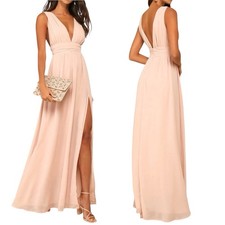 NWT Lulus Heavenly Hues Blush V-Neck Maxi Gown Dress
