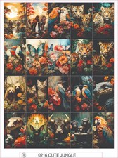 CUTE JUNGLE - COMPLETE SHEET OF 20 STICKERS