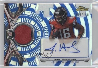 2015 Topps Finest Rookie Blue Refractor /150 Justin Hardy RPA Patch Auto RC 0f8
