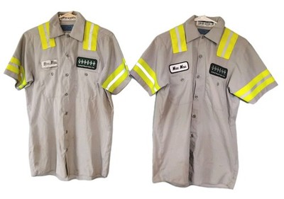 Lot Of 2, High Vis ,Reflective, Small Shirts , Beige Short Sleeve Cintas