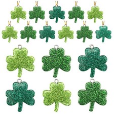 36PCS Mini Glitter Resin Shamrock Ornaments St. Patrick's Day Hanging Decoration