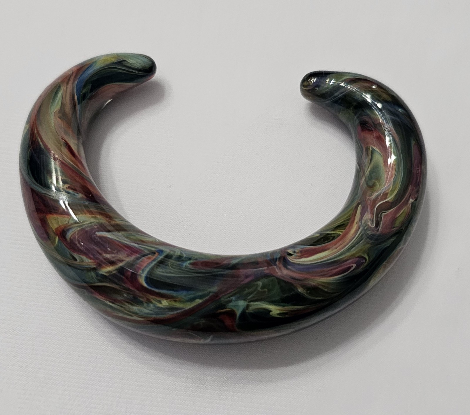Multi Colored Blown Glass Cuff Small Bracelet.  F - image 8