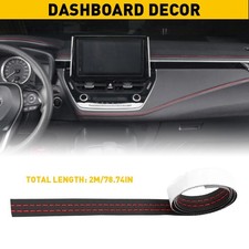 2M PU Leather Dashboard Decor Line Strip Sticker Moulding Trim Decorative red