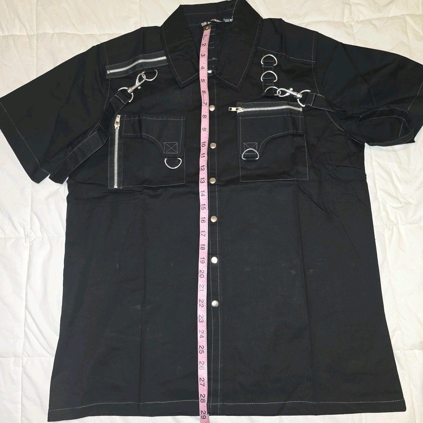 Dead Threads Mens Goth Button Down D-Ring Punk Y2… - image 9