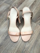 Tory Burch Nude Patent Heels UK 7 Leather Sandals Block Designer Summer