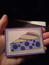 aceo Original art drawing by Curious Crafter Blueberry Pie 2.5x3.5 in