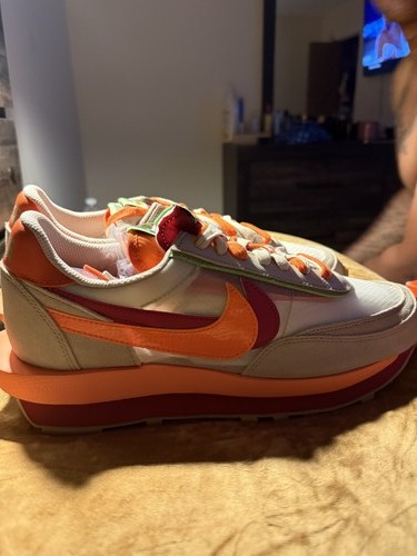 Nike Sacai x Clot LDWaffle Net Orange Blaze DH1347-100 Sneakers - Picture 13 of 13