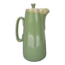 Mid 20th Century MCM Hull Usa Pottery Green Drip Glaze Pitcher/Carafe W/ Lid 11"