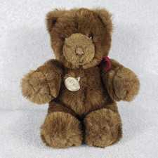 Vintage 1983 Gund Collector's Classic Brown Teddy Bear Plush Red Ribbon 12"