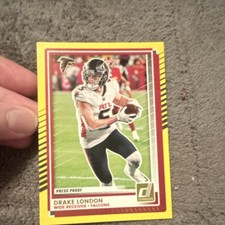 2025 Panini Donruss Press Proof Yellow Drake London #225 Falcons NFL Card