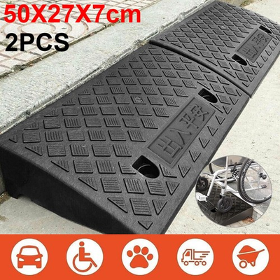 #ad 2 Pack Driveway Ramp Heavy Duty Vehicle Curb Rubber Threshold Ramp Professional $21.98