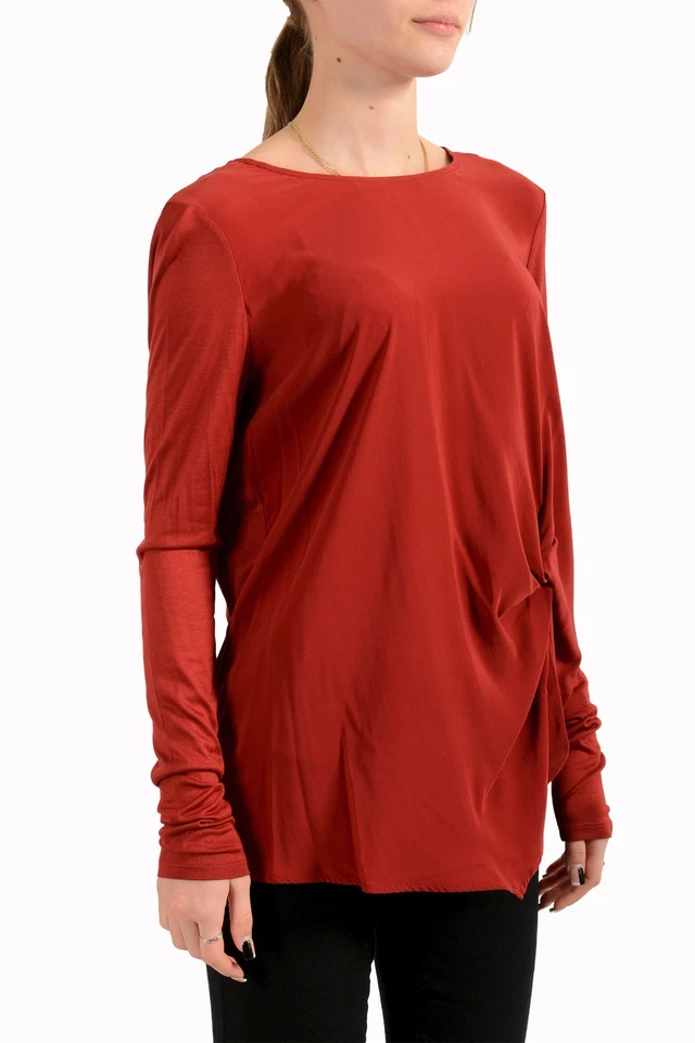 Blusa Top Hugo Boss Para Mujer "Erafa" Roja Manga Larga US S IT 40 Foto 2 de 4