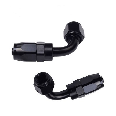 2Pcs 90Degree Swivel Hose Line End Fitting Adaptor Fuel Oil AN10 10AN Black..