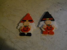 HANDMADE PLASTIC CANVAS HALLOWEEN MAGNETS SET OF 2