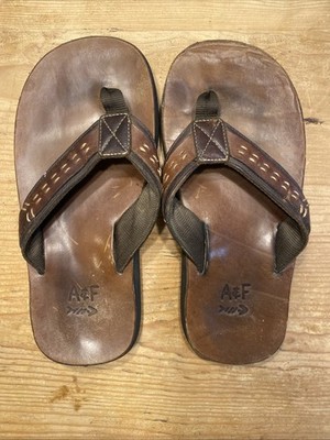 Abercrombie & Fitch A&F Vintage Men s Leather Flip Flops late 90 s Y2K Sz 11