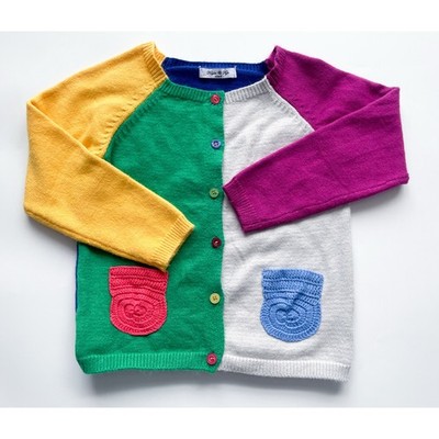 Girl's Colorful Playful Cardigan Long Sleeve Sweater Size 5