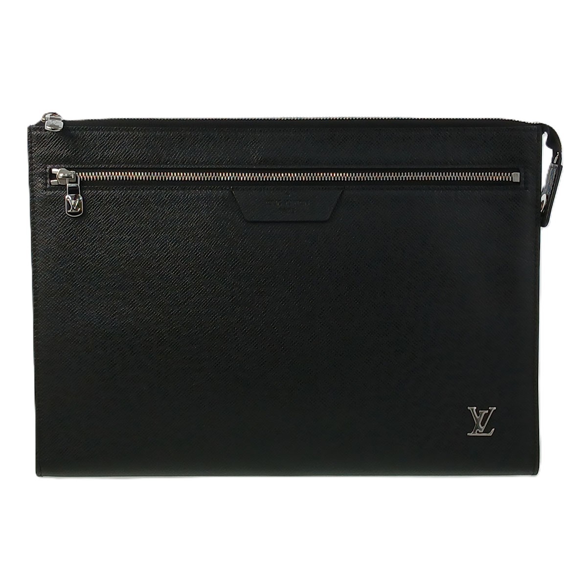 LOUIS VUITTON Taiga Pochette 24H Clutch bag M30965 Taiga black Silver Used