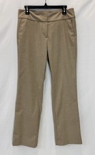Women  s Size 6 Beige/ Tan Flat Front Straight Leg Dress Pants by Ann Taylor