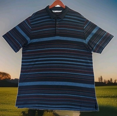 Travis Matthew Polo Shirt Mens 2XL* Black Striped Performance Golf Logo