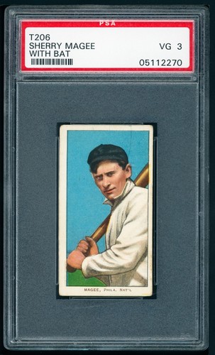 1909-11 T206 Sweet Cap Sherry Magee, With Bat - Phillies HOF - PSA 3 Deep Color