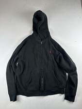 Polo Ralph Lauren Full Zip Hoodie Black Red Pony Logo Youth L 14  16 