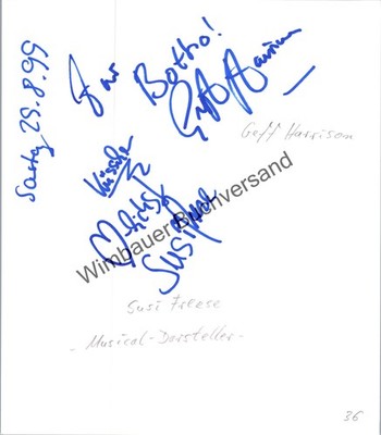 Original autograph Susi Freese Salm & Geff Harrison musical /// autograph signie