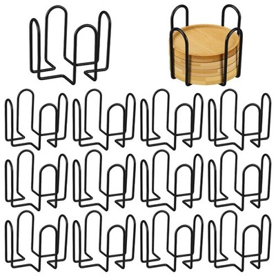 16 Pack Metal Coaster Holders 4.1 Inch Black Iron Metal Coaster Holder, Coast...