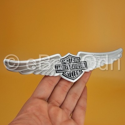 1 x 3D Harley Davidson Emblem Logo Motorcycle Motorrad Schwinge Silber Alu