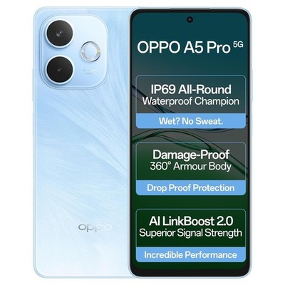 OPPO A5 Pro 5G (Feather Blue, 8GB RAM 256GB) MediaTek Dimensity 6300