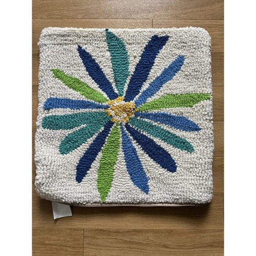 The Company Store Haken Teppich Überwurf Kissen 20" x 20" blau Blumen