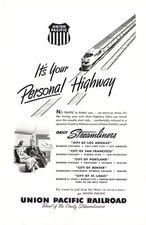 1948 Union Pacific Railroad: Personal Highway Vintage Print Ad