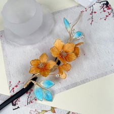 Velvet Flower Hair Stick Updo Hairpin Chinese Style Hanfu Cheongsam Accessory