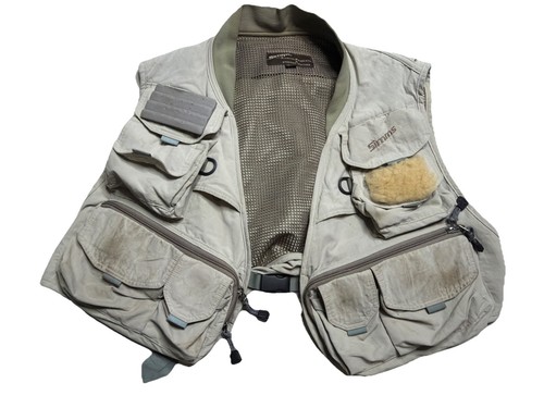 Simms Fly Fishing Outdoor Vest Multiple Pockets  Size Large Xl Tan