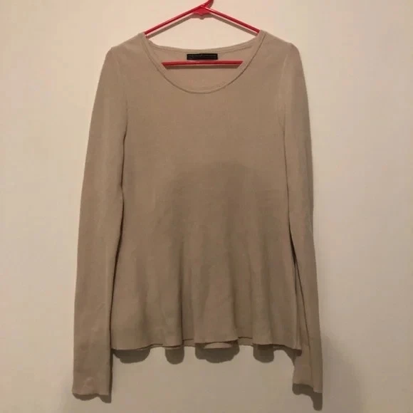 Suéter Peruvian Connection Mujer M Keaton Peplum Beige 100% Algodón Pima Foto 3 de 4