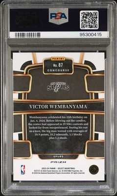 PSA 10 2023 Victor Wembanyama RC Select GREEN SHOCK PRZIM #87