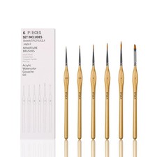 6Pcs Miniature Paint Brushes Set with Triangular Handles - for Acrylics, Oils...
