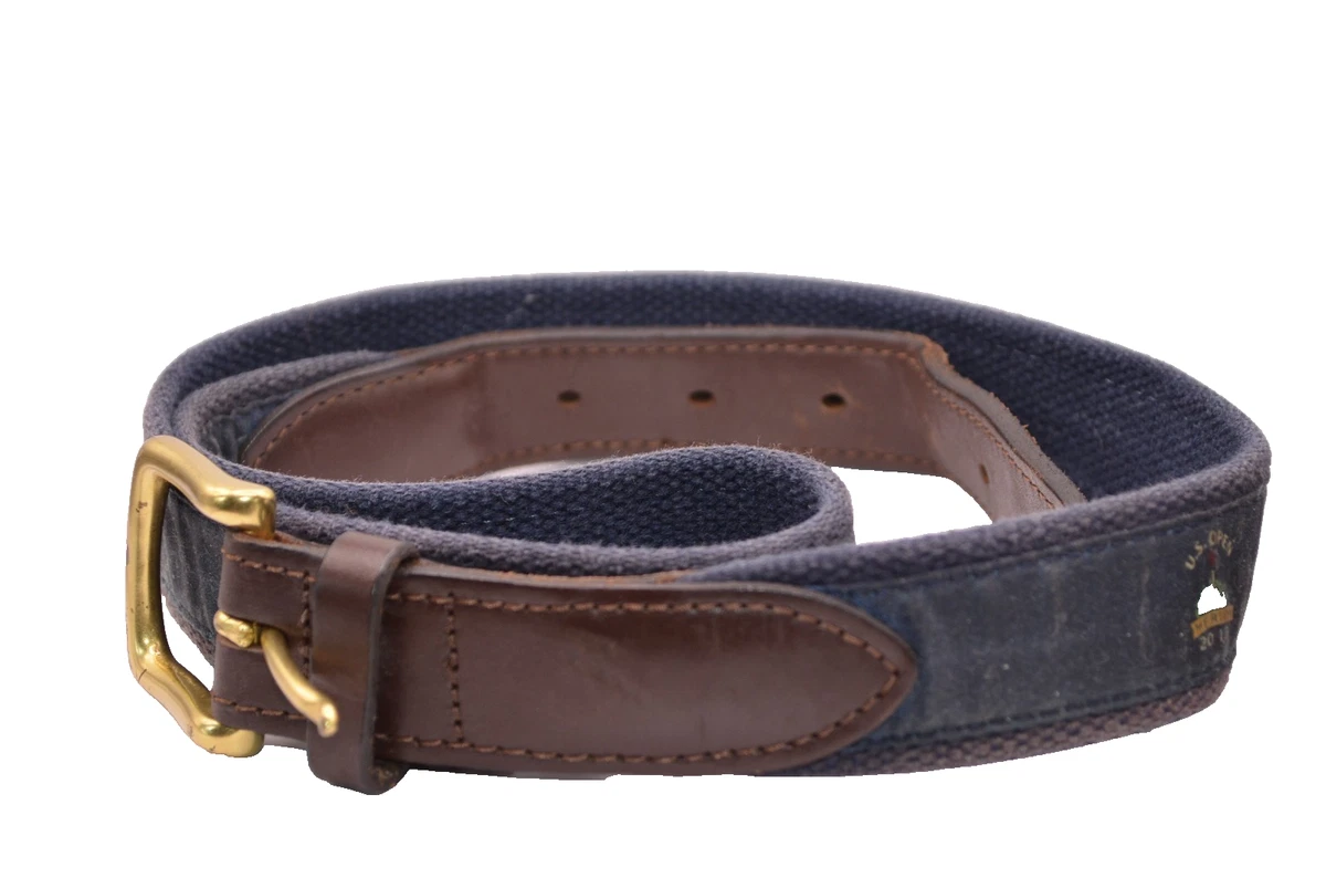 Vinyard Vines soft leather and sueded leather logo belt in dark brown Vintage Vineyard Vines Mens Belt 34 USA Labrador Dogs Brass  main image 3