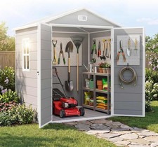 Resin Outdoor Storage Shed 6x4.4 FT Lockable Garden Waterproof Tool Shed