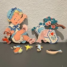 Vintage 1952 The Dolly Toy Co. Mother Goose Nursery Wall Art Pin Ups Set