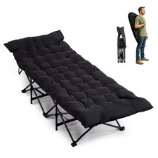 Folding Camping Cot Bed with Soft Pad, Portable Outdoor Cot, Adults Sleeping Bed