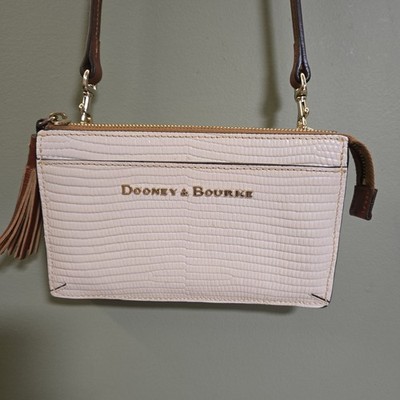 Dooney & Bourke Cream Lizard Embossed Leather Gingy Crossbody