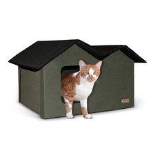 Outdoor Cat House Weather Resistant Insulated Shelter Easy Assembly Two Exits