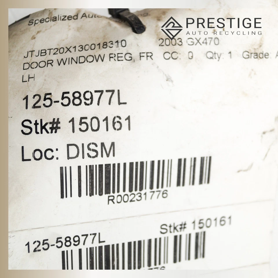 2003–2009 LEXUS GX470 Door Window Regulator w/ Motor Front Left 69802-58010 - Изображение 4 из 4