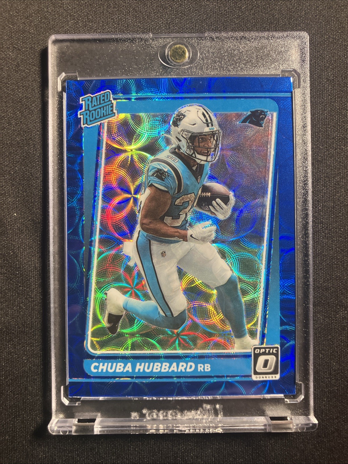 2021 Panini Donruss Optic Rated Rookie Chuba Hubbard #225 Blue Scope Prizm (RC)