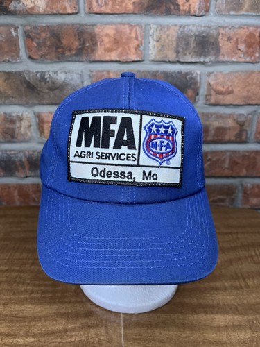 Vintage MFA Agri Services Odessa Missouri Patch K-Products Blue SnapBack Hat
