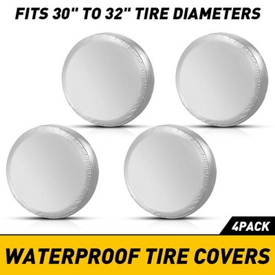 Set of Waterproof 4 Tire Covers &Tyre Wheel RV Trailer Camper Sun Protection 32''