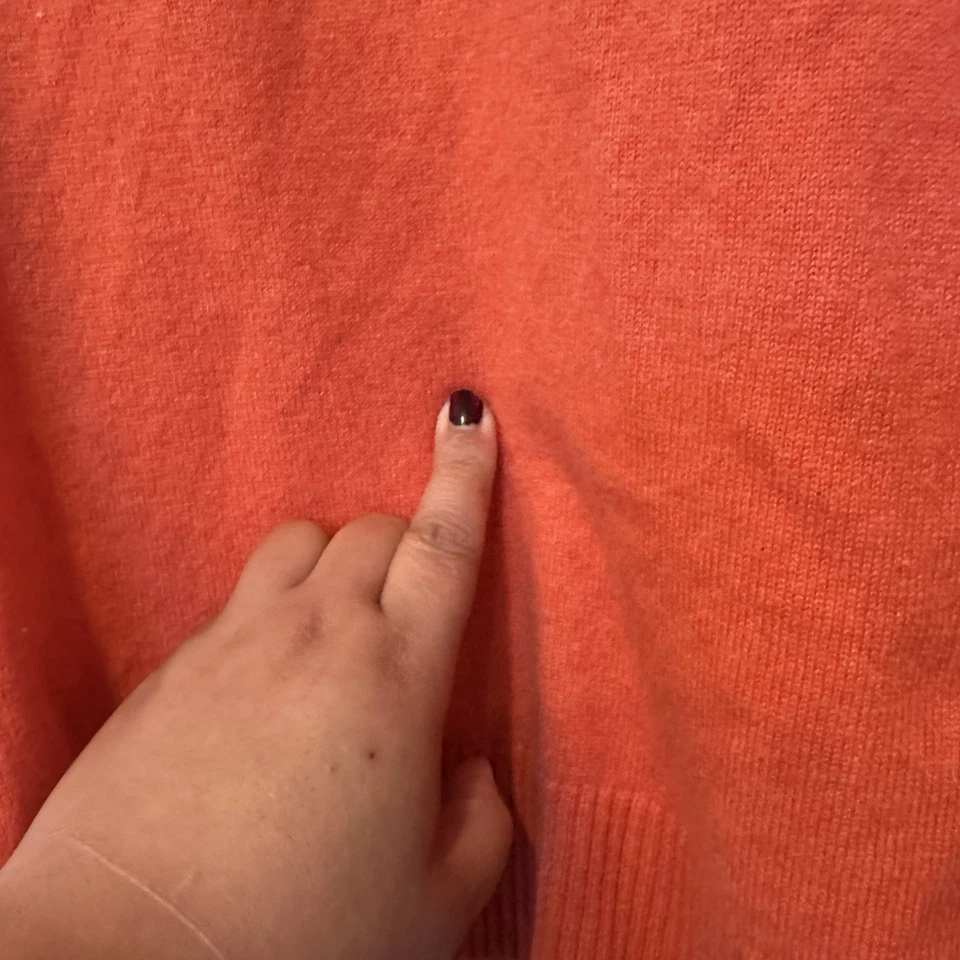 J Crew Womans Orange The Good Cashmere Sweater S/M See Pics For Wear - Image 4 of 4