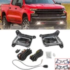 Pair For 2019-2022 Chevy Silverado 1500 2500HD 3500HD LED Fog Lights Lamps+DRL